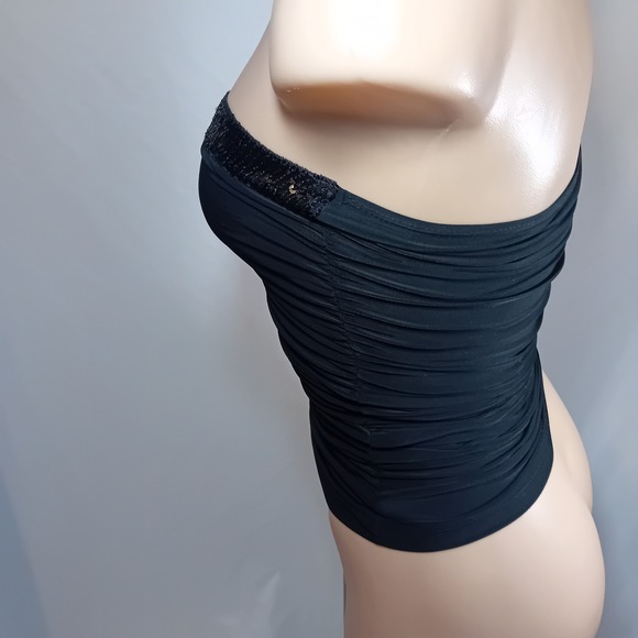 Y2K Entro Ruched Sequin Strapless Tube Top Corset Bustier Mini Skirt Glam Fits S - Picture 4 of 15